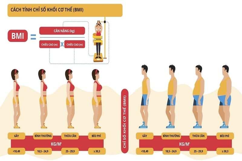 Chỉ số BMI nằm trong mức 18,5-22,9 là lý tưởng nhất